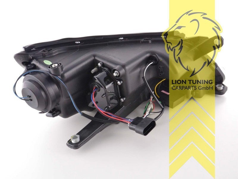 LT Pair LED Lightbar DRL Lightbar Headlights VW Tiguan Black 07-11 H7 / H1 LHD