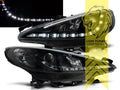 LT LED Angel Eye Halo Headlights Peugeot 207 207CC Cabrio Break black 06-12 LHD