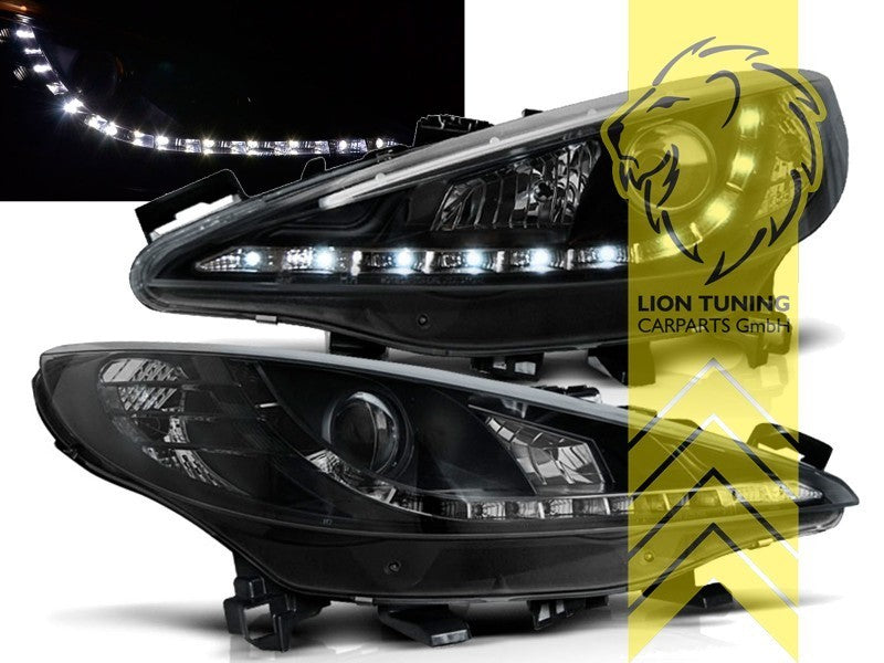 LT LED Angel Eye Halo Headlights Peugeot 207 207CC Cabrio Break black 06-12 LHD