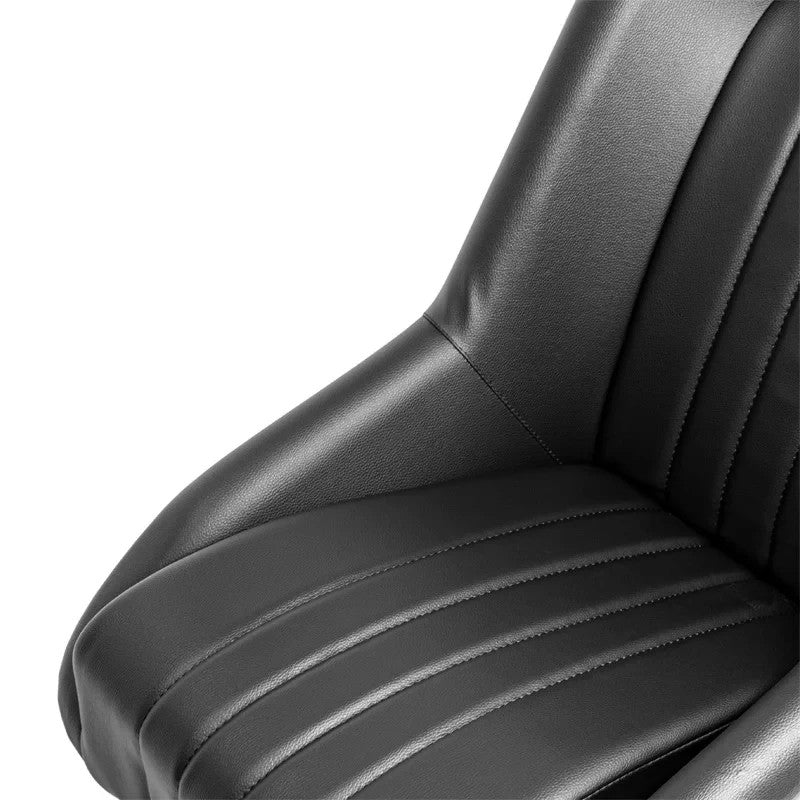 ATST x1 LH Luxe Universal Classic Retro Bucket Seat Black Faux Leather + slides