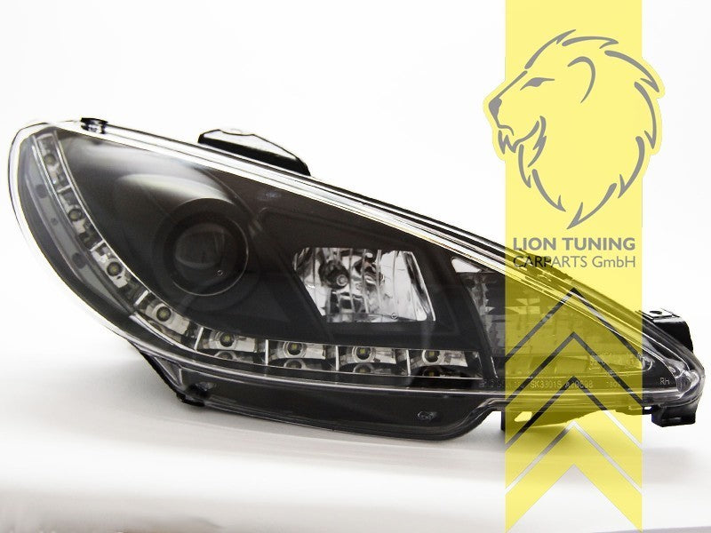 LT Pair LED Angel Eye Halo Headlights Peugeot 206 206CC Cabrio Break black LHD