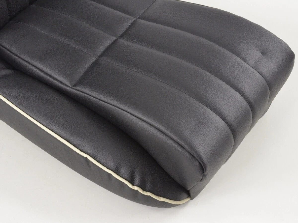 FKA Pair Bucket Seats Headrests White Piping Classic Car Retro Kit Vintage