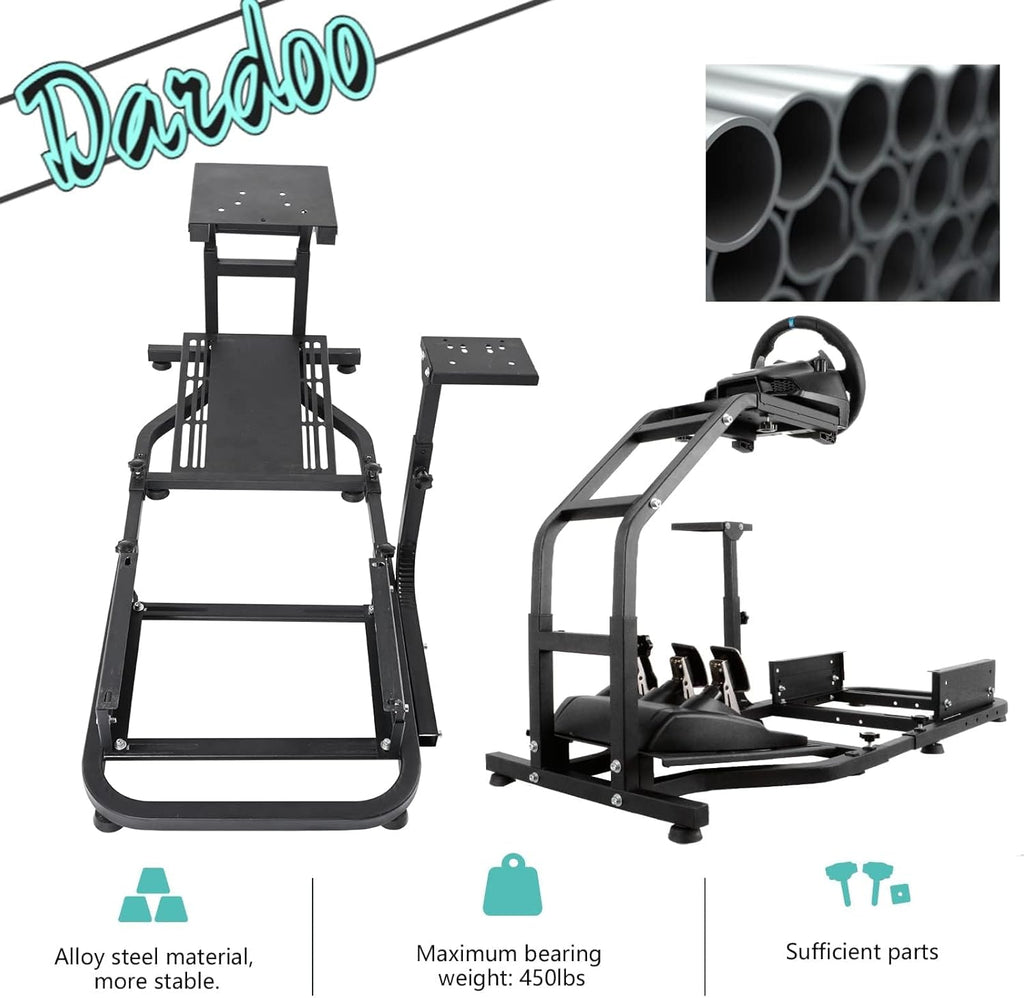 Dardoo Racing Simulator Cockpit Adjustable Fits for Logitech G27 G29 G920 G923, Thrustmaster T300, Fanatec Driving Steering Wheel Stand Gaming Frame, Not Included Wheel, Pedal and Seat