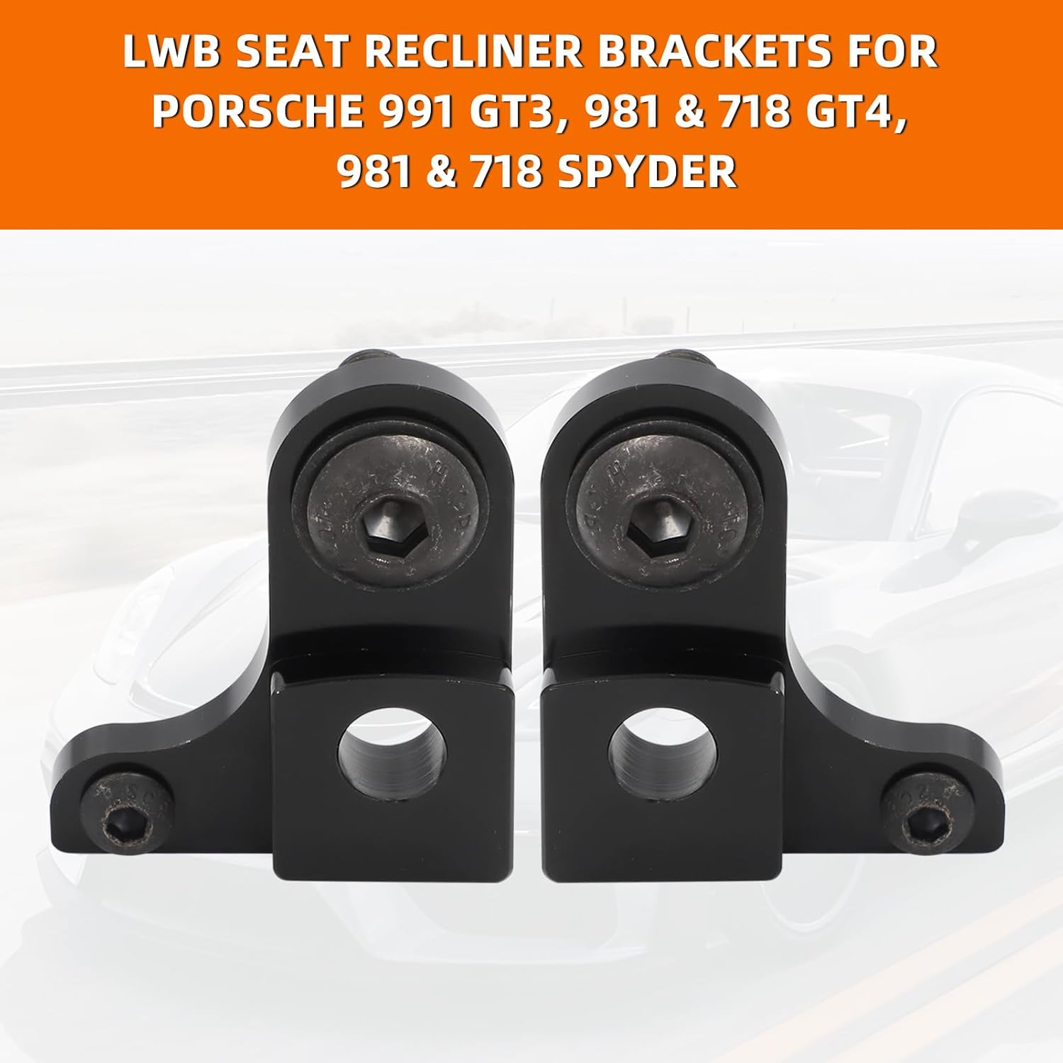 Alpha Rider Seat Recliner Brackets For Porsche 991 GT3, 981 & 718 GT4, 981 & 718 Spyder, LWB Seat Recliner Brackets Light Weight Bucket Seats Brackets Raise 1" in, 2 Brackets for 1 Seat