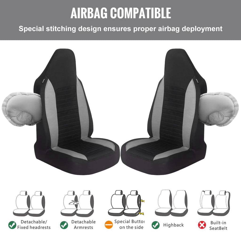 AUTOYOUTH Car Seat Covers Simple Bucket Style Universal Front Pair Fit for Car Truck SUV Van Seat Covers Car Seat Protector, Beige