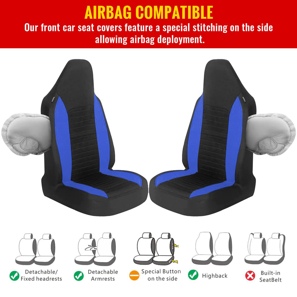 AUTOYOUTH Car Seat Covers Simple Bucket Style Universal Front Pair Fit for Car Truck SUV Van Seat Covers Car Seat Protector, Beige