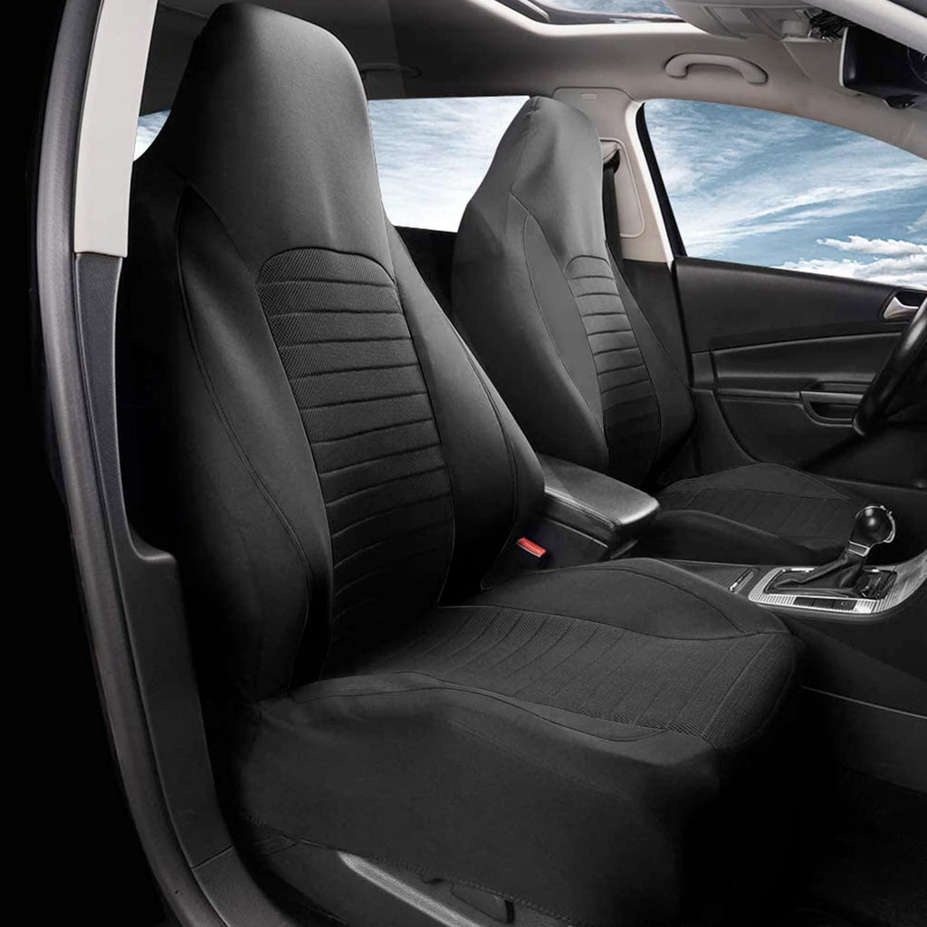 AUTOYOUTH Car Seat Covers Simple Bucket Style Universal Front Pair Fit for Car Truck SUV Van Seat Covers Car Seat Protector, Beige