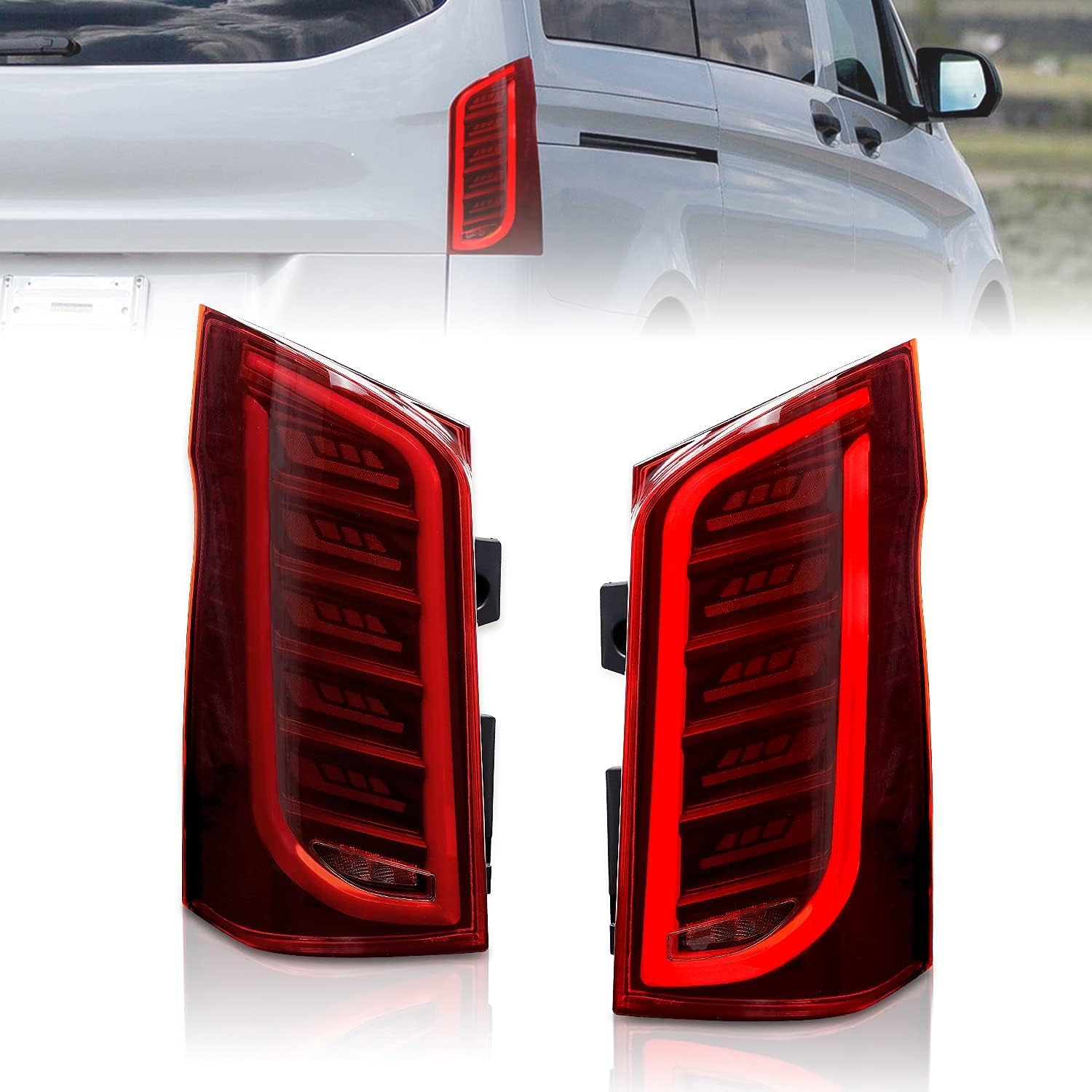 Archaic LED Rear Lights Compatible with V-Class Vito W447 V250 3rd Gen EQV 2016-2023, with Sequential Turn Signal,Animation DRL,For LED Version