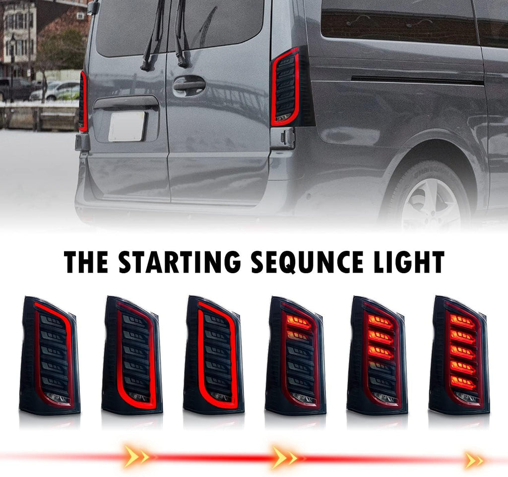 Archaic LED Rear Lights Compatible with V-Class Vito W447 V250 3rd Gen EQV 2016-2023, with Sequential Turn Signal,Animation DRL,For LED Version