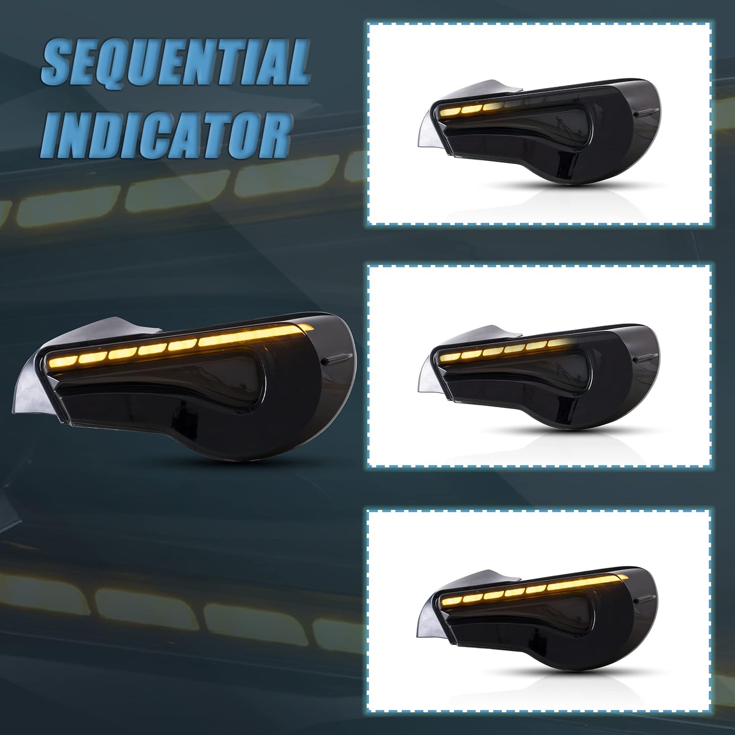 VLAND LED Tail Lights Compatible with Toyota 86 2012-2020/Subaru Wrx (Base,Limited,Premium,TRD)2013-2020 Taillights with Turn Light Sequential Indicator,Dragonscale Edition Smoked