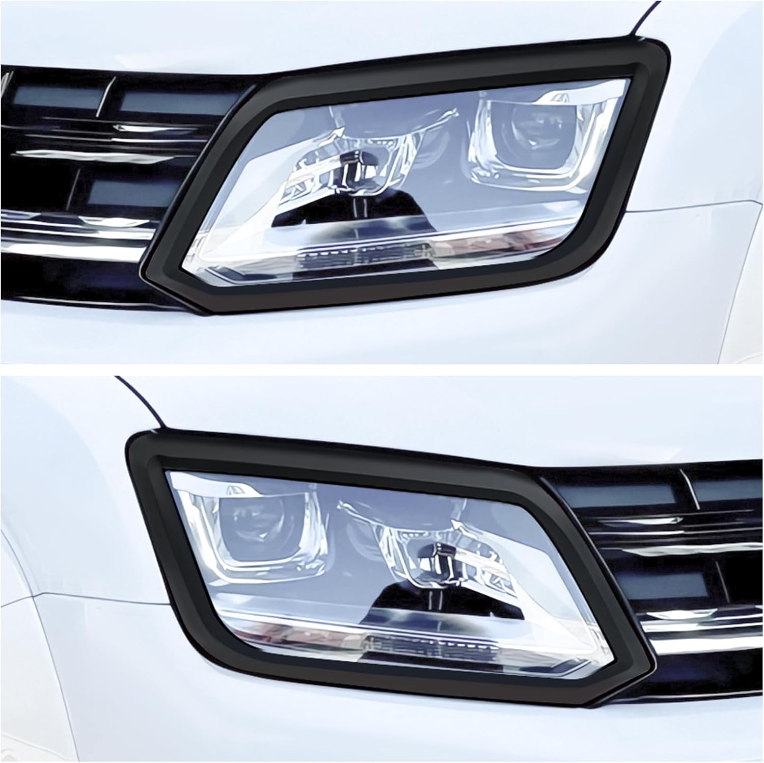 JHCHAN Headlight, Taillight Guard for VW Amarok Accessories 2011-2022 V5 V6 Aventura Atacama Canyon Highline Startline Trendline Front and Rear Light Kits Surround Trims Cover External Black Protector