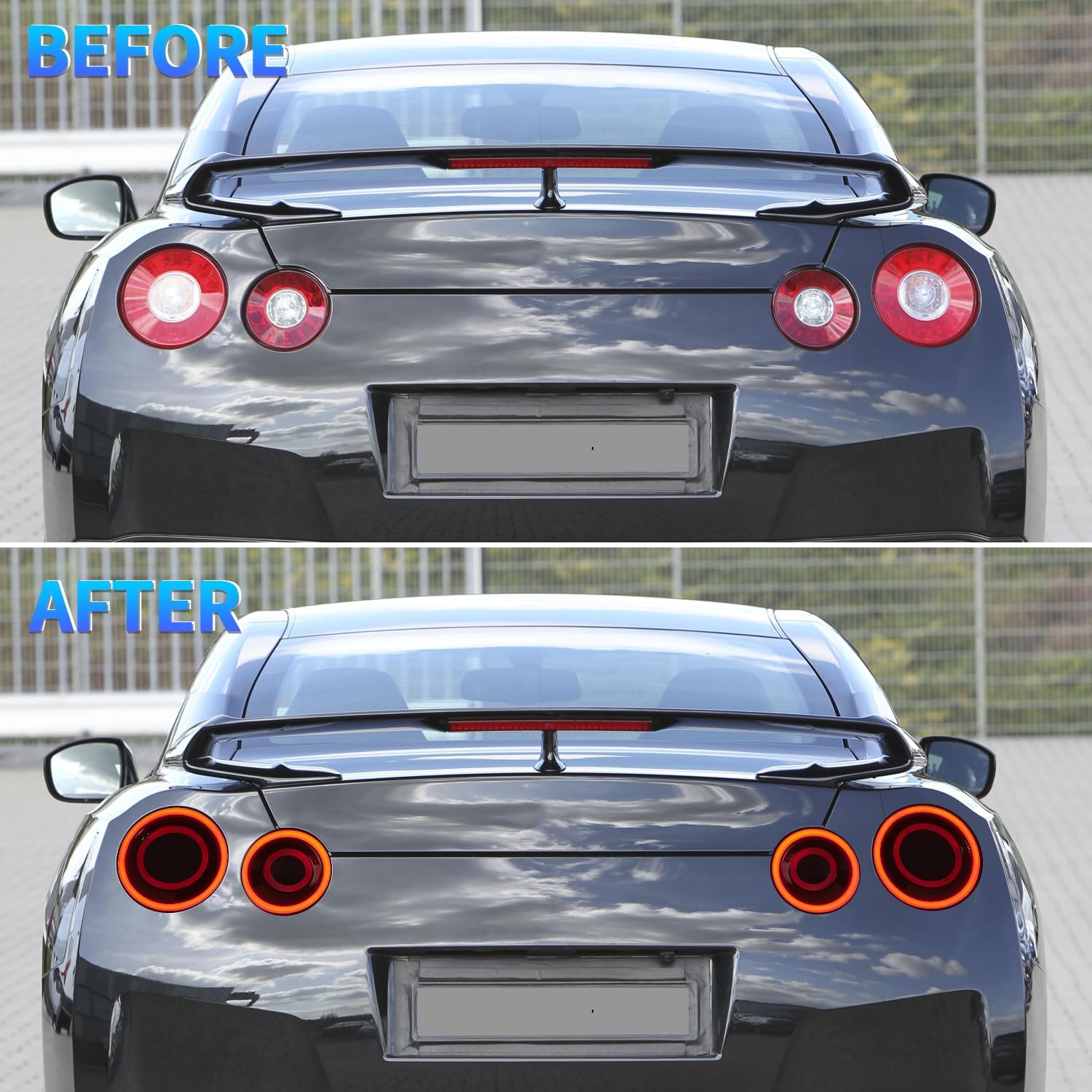 Archaic LED Rear Lights Compatible with Nissan GT-R GTR R35 2009-2023, with Animation DRL,Pair