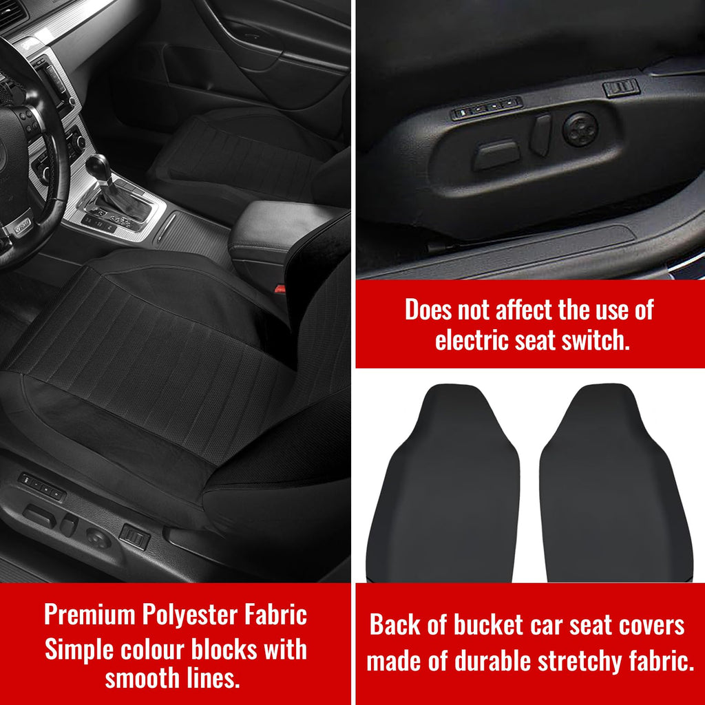 AUTOYOUTH Car Seat Covers Simple Bucket Style Universal Front Pair Fit for Car Truck SUV Van Seat Covers Car Seat Protector, Beige