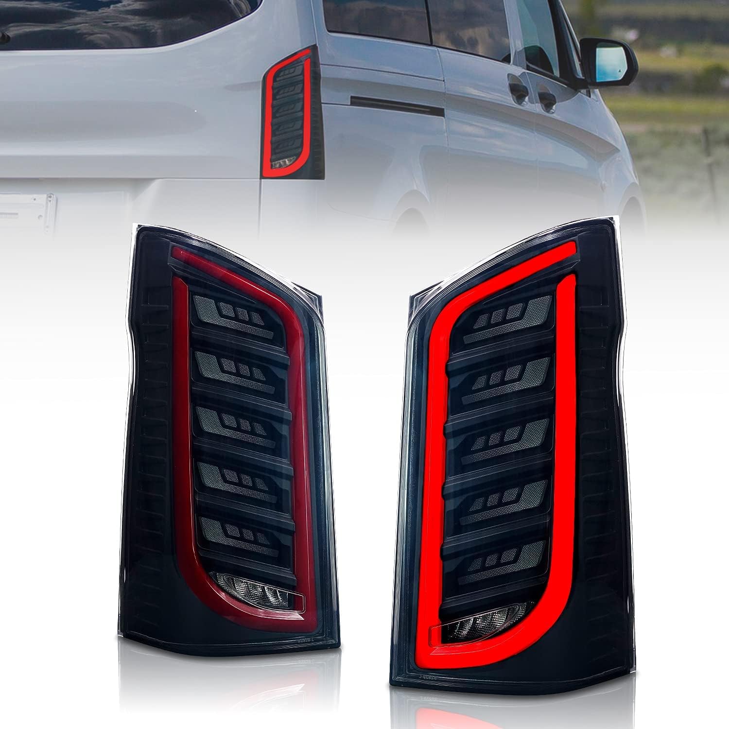 Archaic LED Rear Lights Compatible with V-Class Vito W447 V250 3rd Gen EQV 2016-2023, with Sequential Turn Signal,Animation DRL,For LED Version