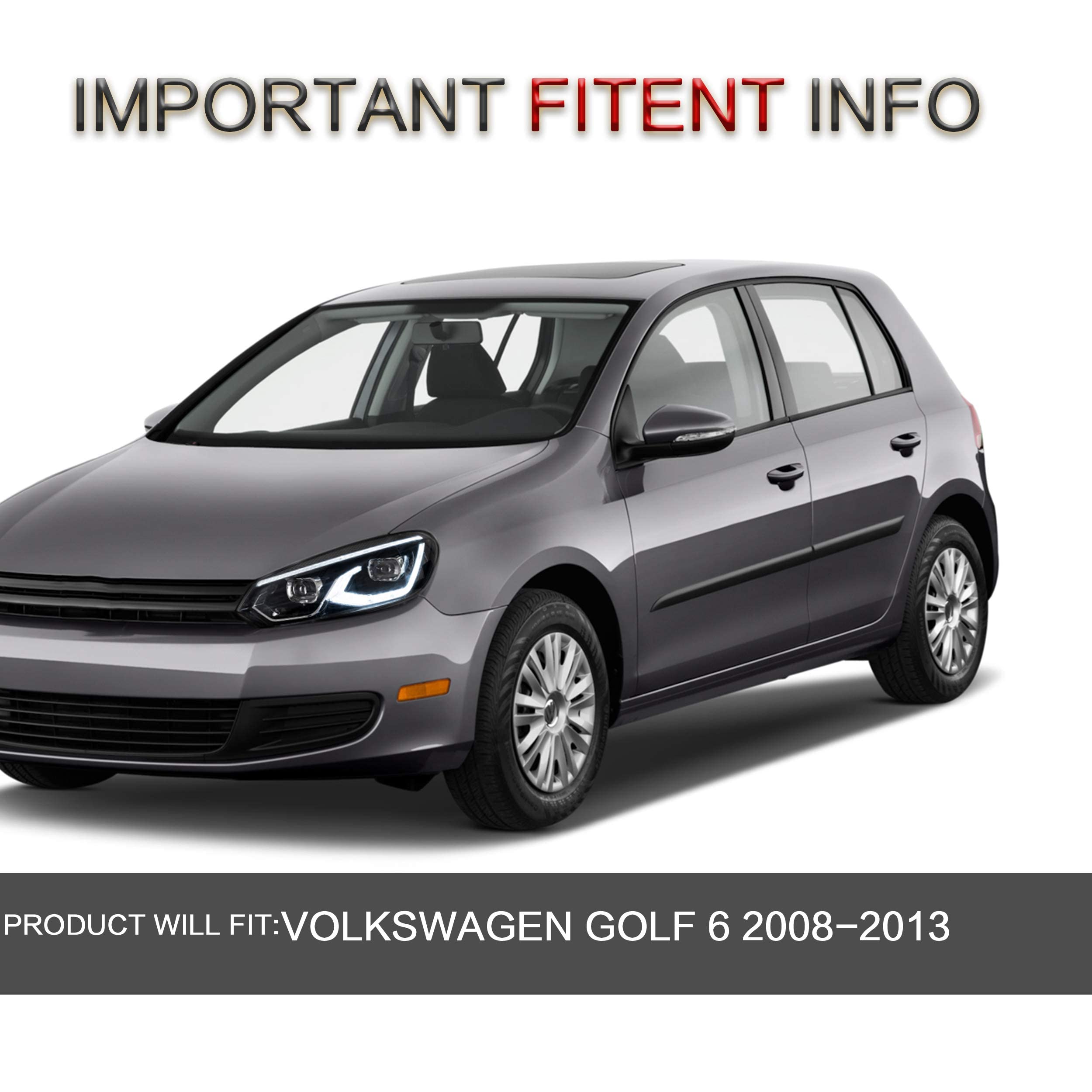 VLAND LED Tail Lights Fit for 2008-2013 Volkswagen Golf 6 MK6 TSI TDI GTD R(not for GTI/Variant/Cabriolet), Rear Lights with Sequential Turn Signal Indicators, E-mark, Red Smoked