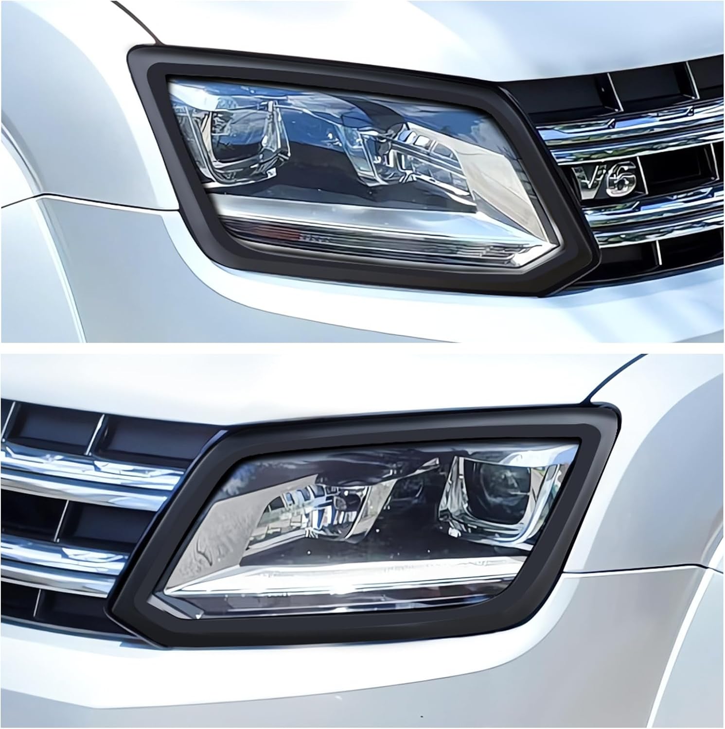 JHCHAN Headlight, Taillight Guard for VW Amarok Accessories 2011-2022 V5 V6 Aventura Atacama Canyon Highline Startline Trendline Front and Rear Light Kits Surround Trims Cover External Black Protector