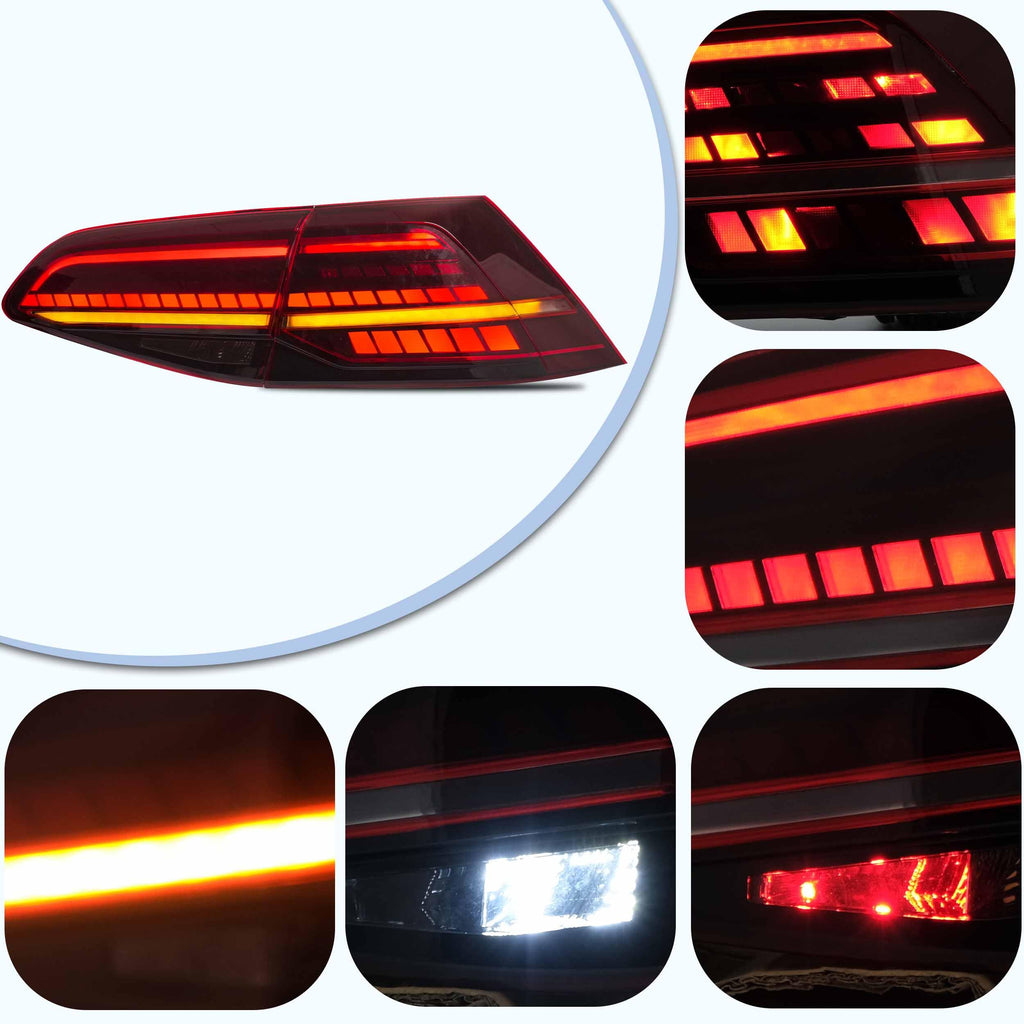 VLAND Headlights Compatible with Golf 7 MK7 TDI TSI 2013-2017, Front Lights with Sequential Indicator, Red Line Headlamps