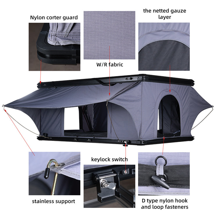 WEIER WERT-002 Vehicle Aluminum Hard shell Pop Up Roof Top Tent - For Car / RV / Pickup / Van / Camper / 4x4