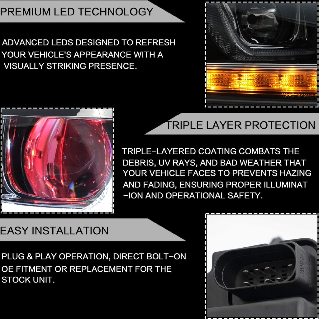 VLAND LED Tail Lights Fit for 2008-2013 Volkswagen Golf 6 MK6 TSI TDI GTD R(not for GTI/Variant/Cabriolet), Rear Lights with Sequential Turn Signal Indicators, E-mark, Red Smoked