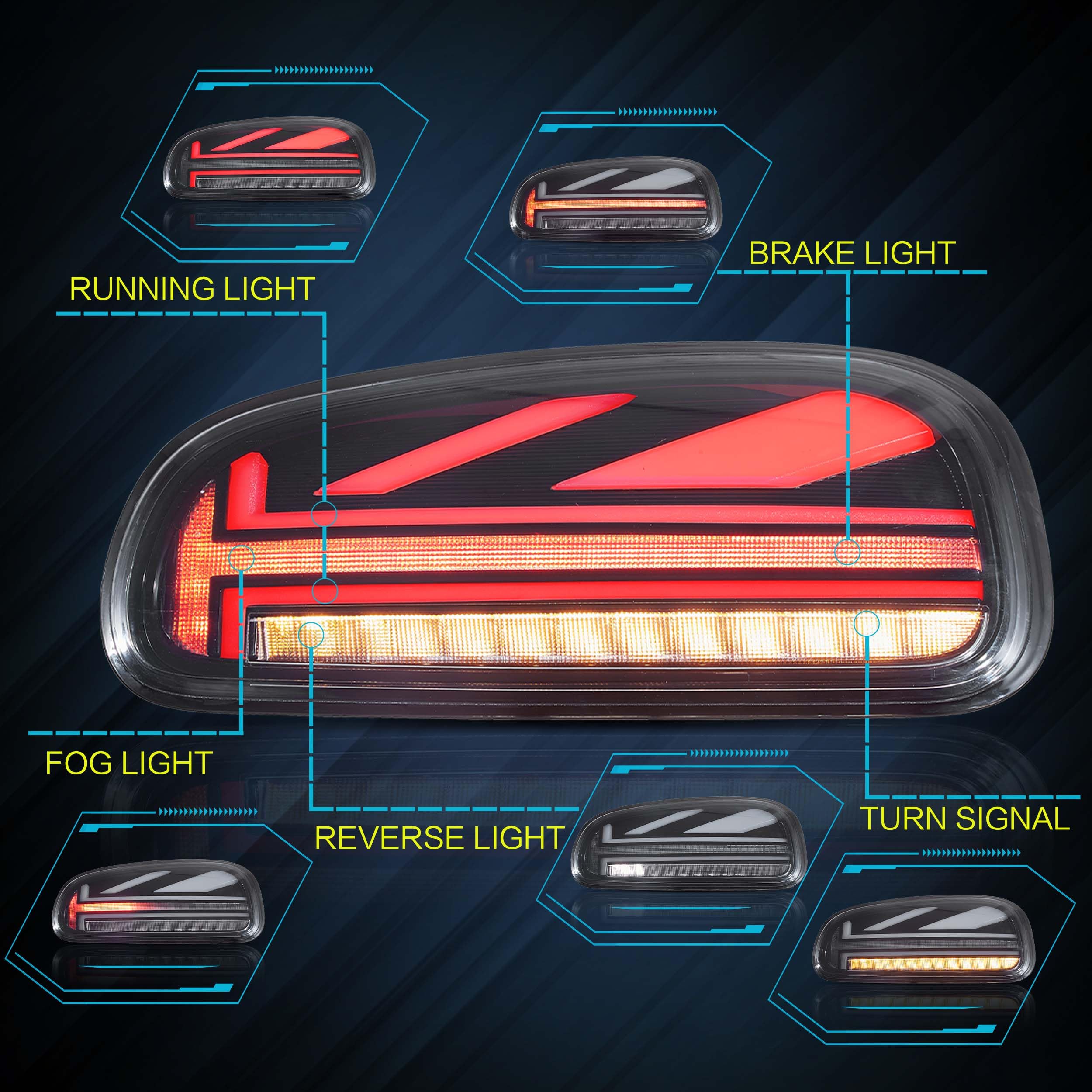 VLAND LED Tail Light Compatible with BMW Mini Cooper F55 F56 F57 2014-2021, Rear Lights with Sequential Turn Signal, Electroplated housing, Red