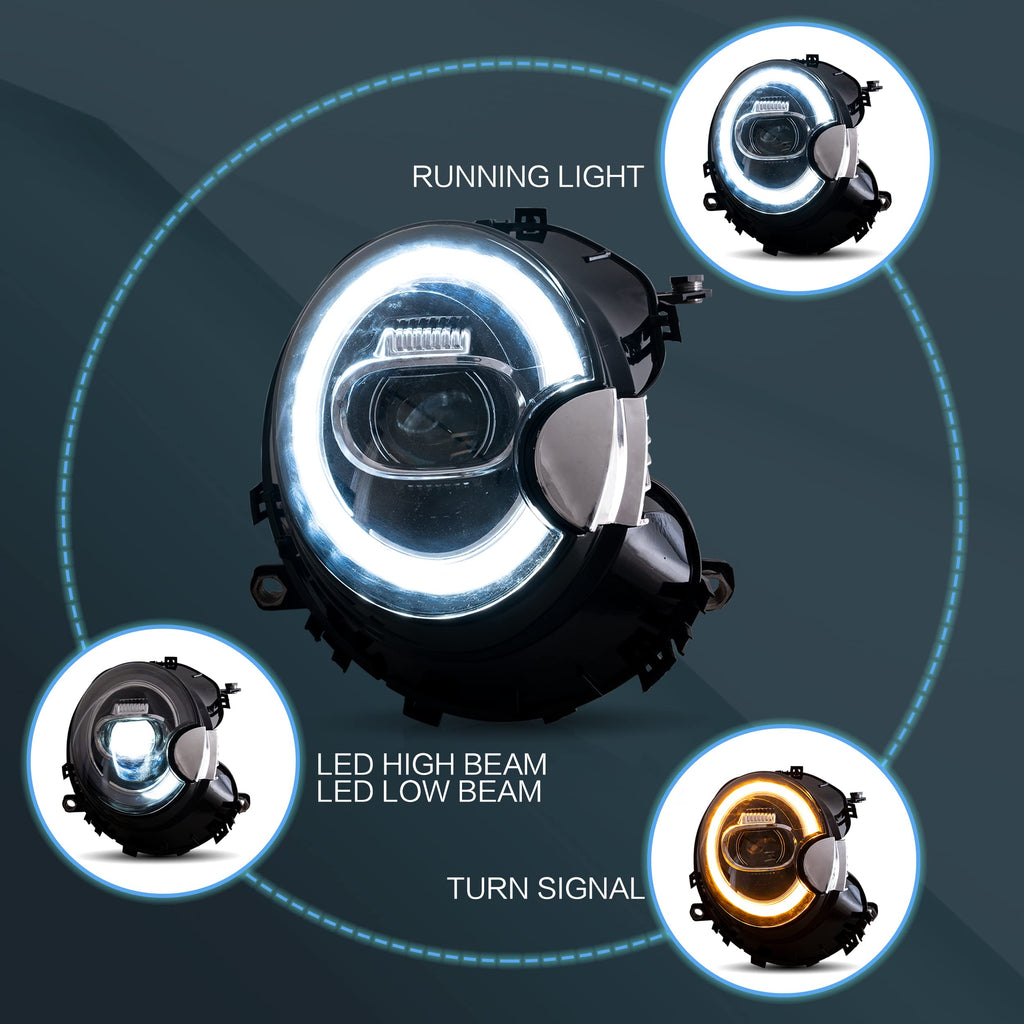 VLAND LED Tail Light Compatible with BMW Mini Cooper F55 F56 F57 2014-2021, Rear Lights with Sequential Turn Signal, Electroplated housing, Red