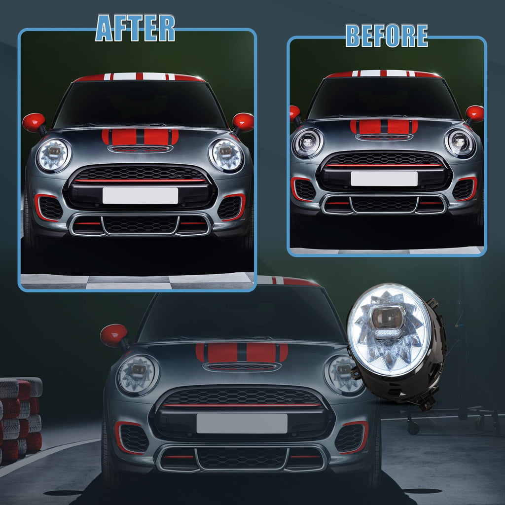 VLAND LED Tail Light Compatible with BMW Mini Cooper F55 F56 F57 2014-2021, Rear Lights with Sequential Turn Signal, Electroplated housing, Red