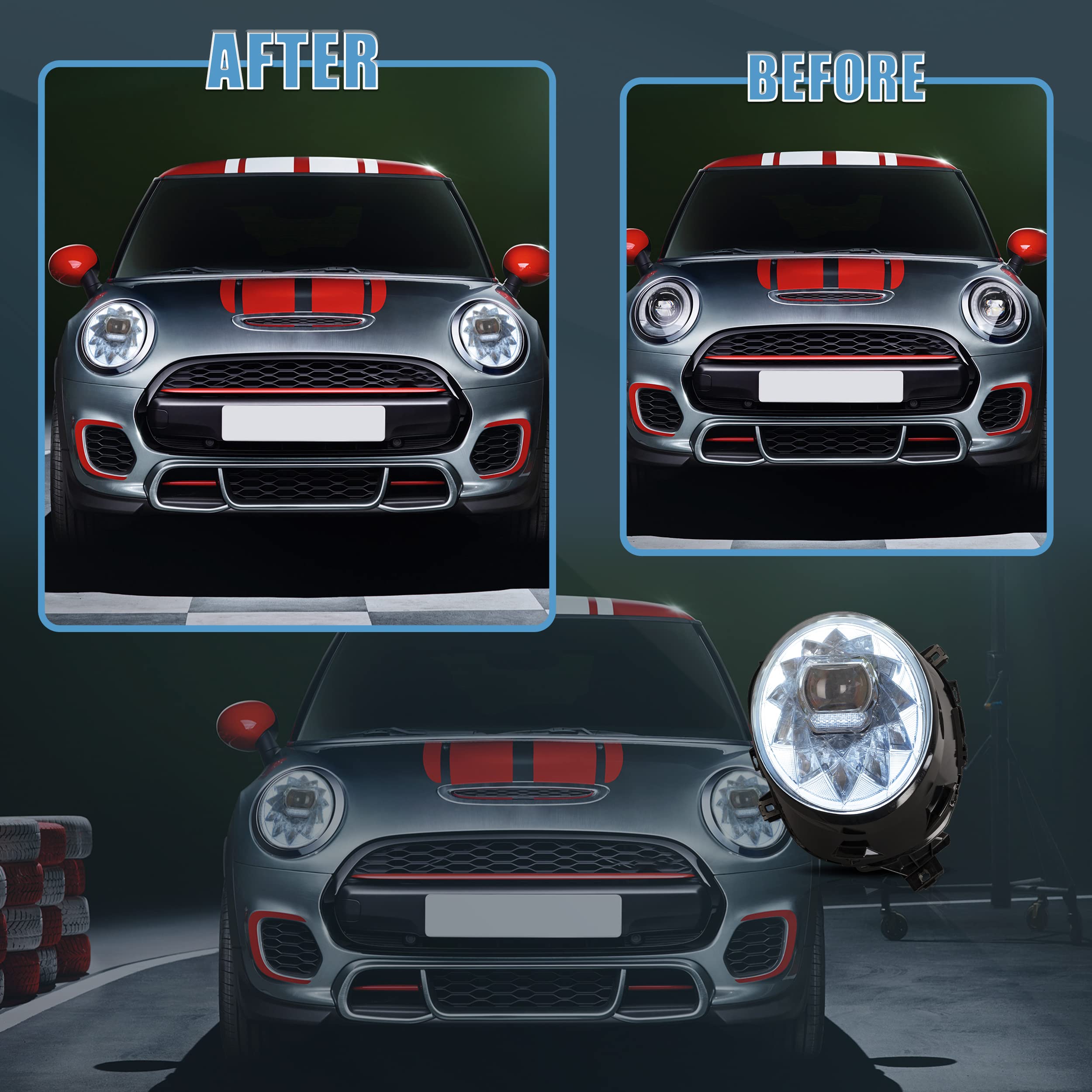 VLAND LED Tail Light Compatible with BMW Mini Cooper F55 F56 F57 2014-2021, Rear Lights with Sequential Turn Signal, Electroplated housing, Red