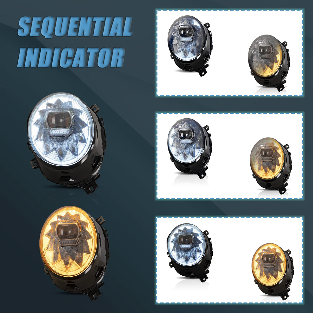 VLAND LED Tail Light Compatible with BMW Mini Cooper F55 F56 F57 2014-2021, Rear Lights with Sequential Turn Signal, Electroplated housing, Red