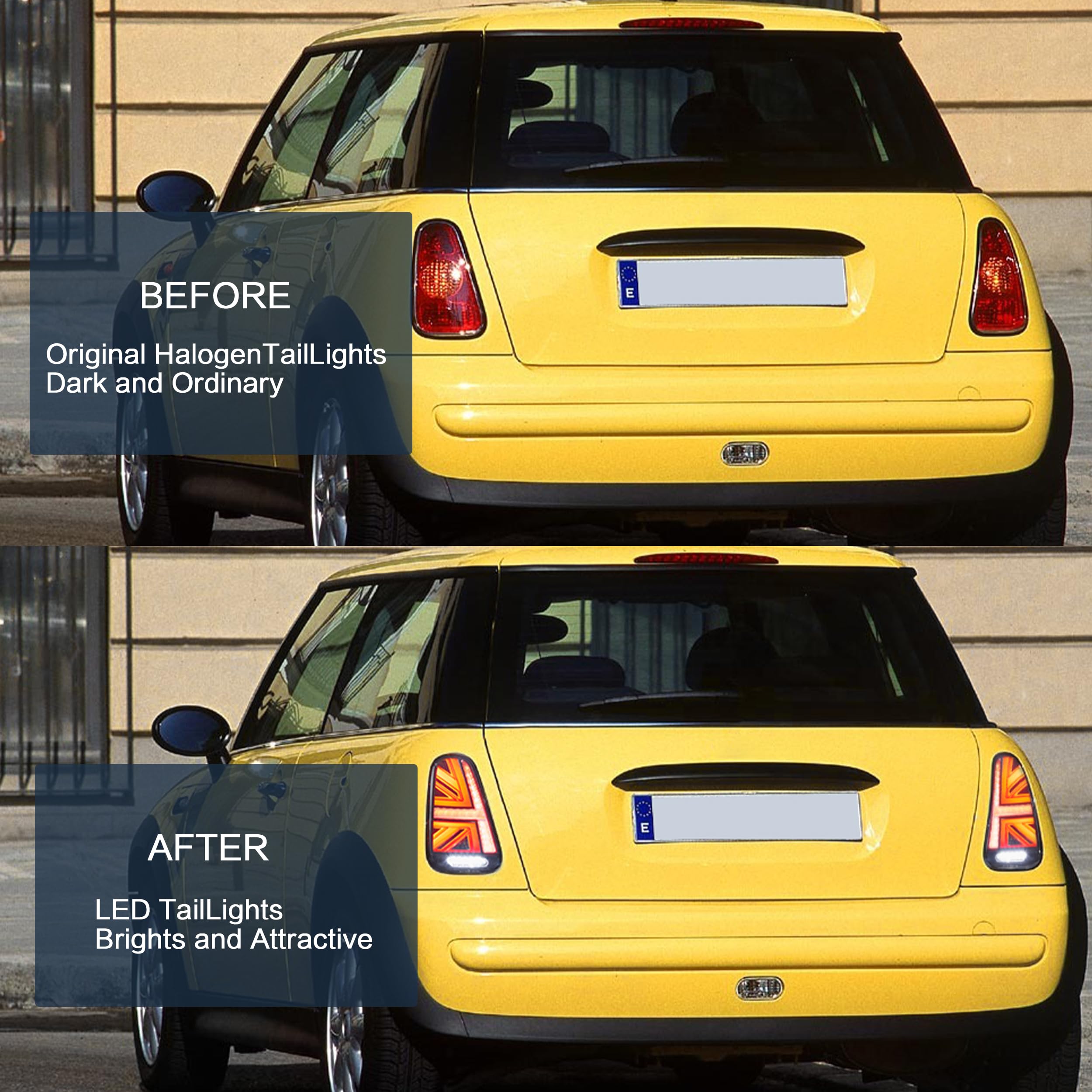 VLAND LED Tail Light Compatible with BMW Mini Cooper F55 F56 F57 2014-2021, Rear Lights with Sequential Turn Signal, Electroplated housing, Red