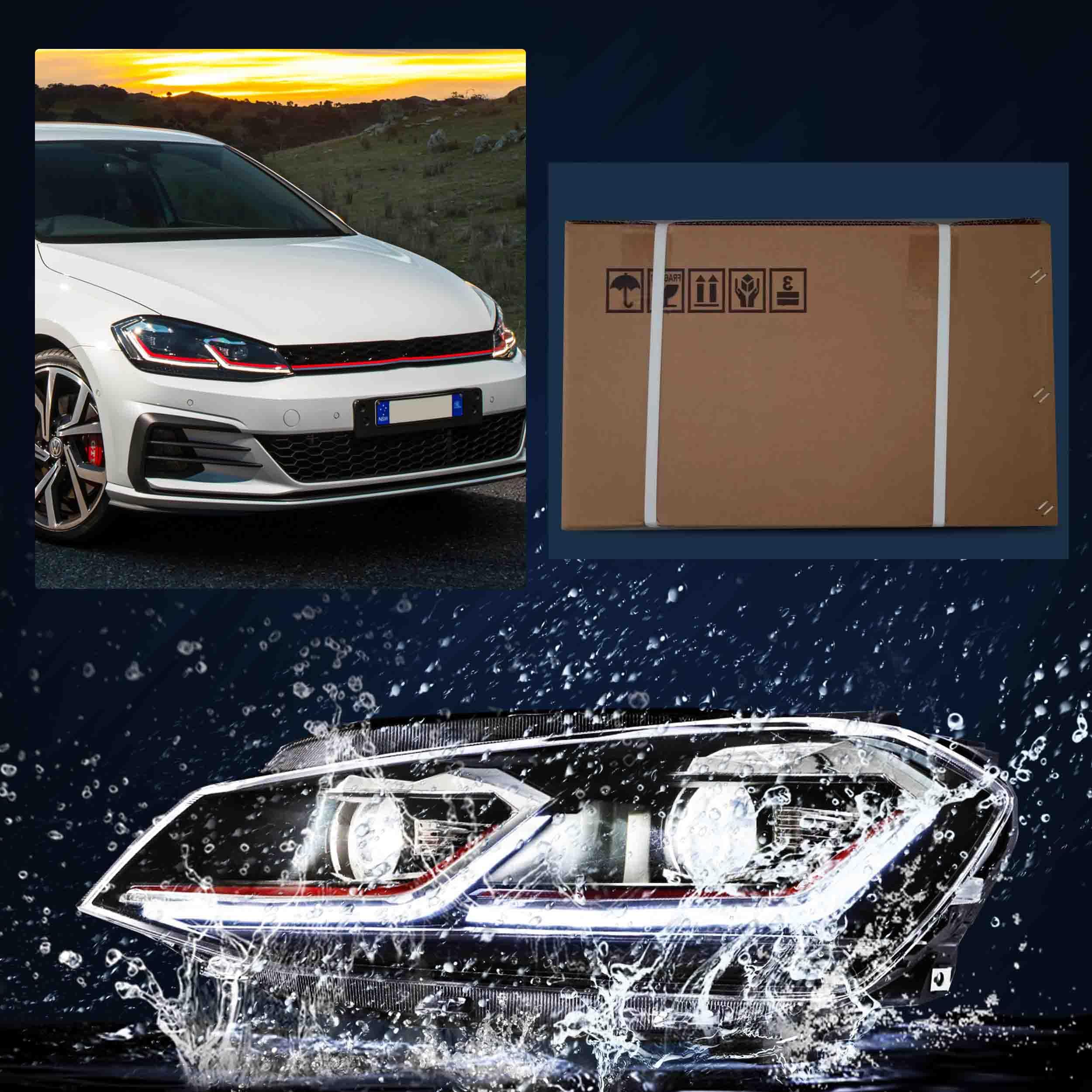 VLAND Headlights Compatible with Golf 7 MK7 TDI TSI 2013-2017, Front Lights with Sequential Indicator, Red Line Headlamps