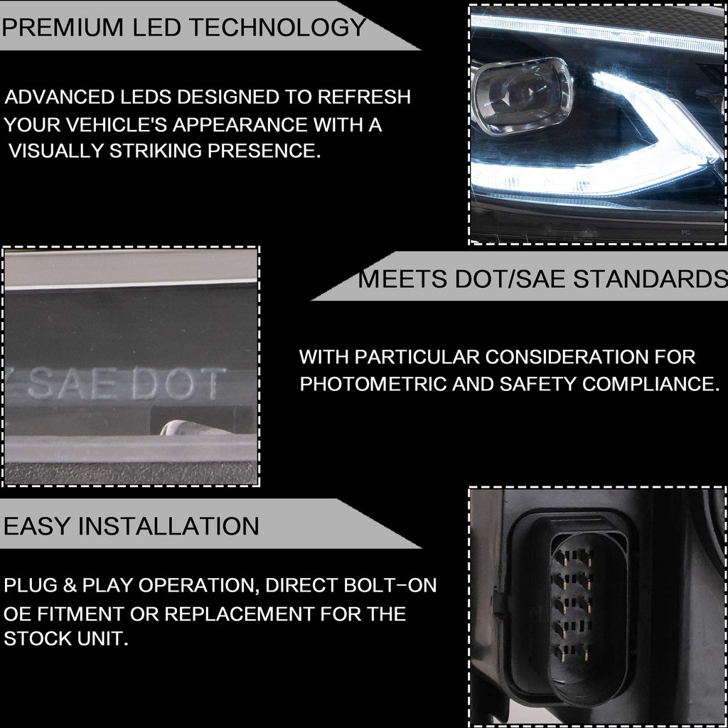 VLAND LED Tail Lights Fit for 2008-2013 Volkswagen Golf 6 MK6 TSI TDI GTD R(not for GTI/Variant/Cabriolet), Rear Lights with Sequential Turn Signal Indicators, E-mark, Red Smoked