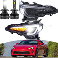 VLAND LED Tail Lights Compatible with Toyota 86 GT86 2012-2020/Subaru BRZ 2013-2020/Scion FR-S 2013-2020, Full LED Rear Light with Sequential Indicator, Red White Lens
