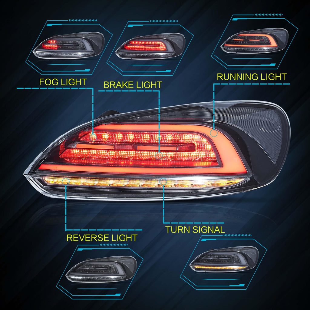 VLAND Rear Lights Fit for 2009-2014 Scirocco 1.4, 2.0, R version, Tail Lights with Dynamic Startup DRL, W/Sequential Turn Signal, Smoked