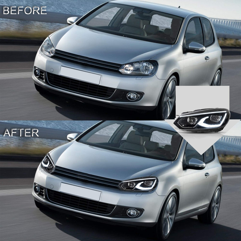 VLAND LED Tail Lights Fit for 2008-2013 Volkswagen Golf 6 MK6 TSI TDI GTD R(not for GTI/Variant/Cabriolet), Rear Lights with Sequential Turn Signal Indicators, E-mark, Red Smoked