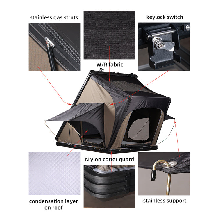 WEIER Vehicle Mounted Tent - For Car / RV / Pickup / Van / Camper / 4x4 + Ladder + 7cm Mattress + Light + Shoe Bag