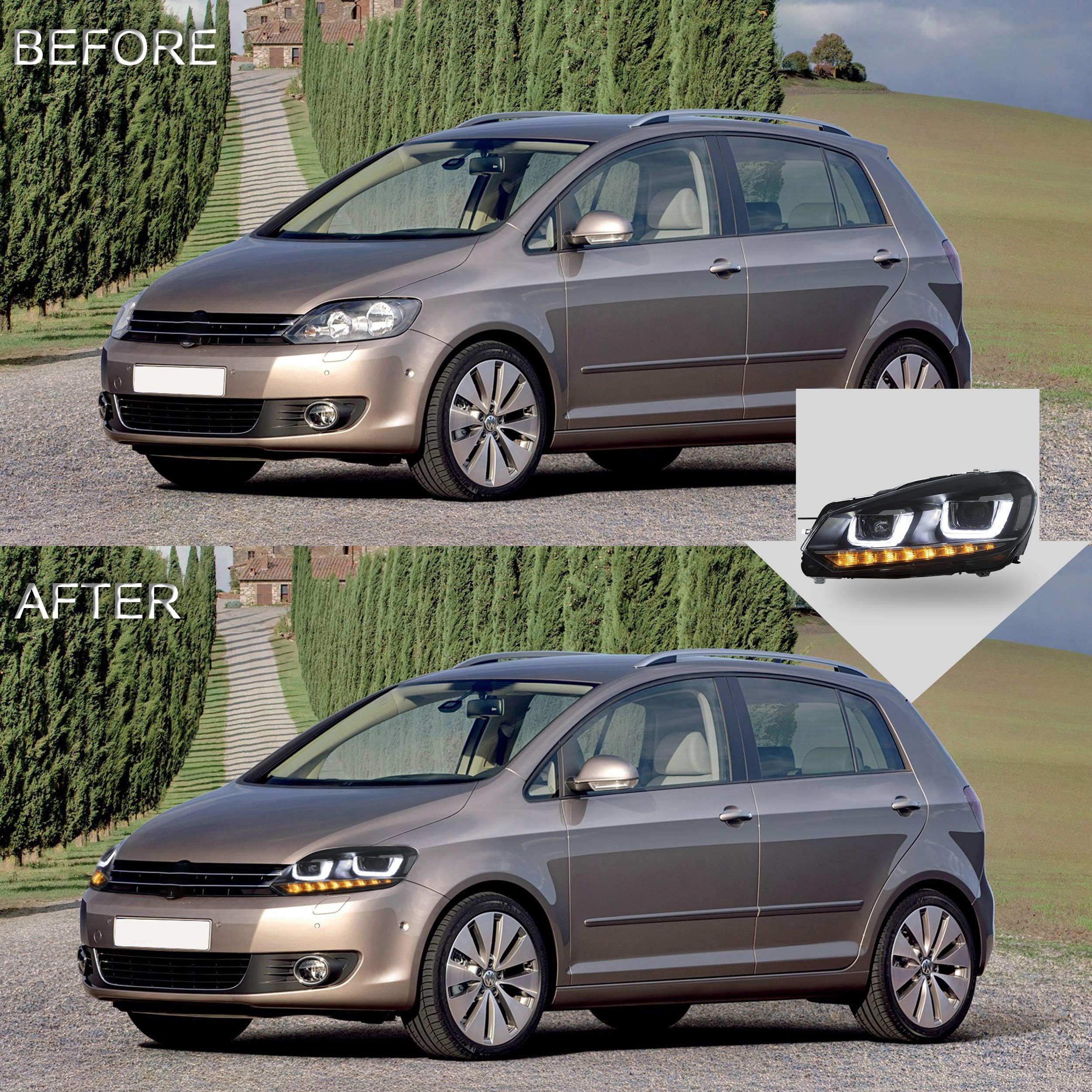 VLAND LED Tail Lights Fit for 2008-2013 Volkswagen Golf 6 MK6 TSI TDI GTD R(not for GTI/Variant/Cabriolet), Rear Lights with Sequential Turn Signal Indicators, E-mark, Red Smoked