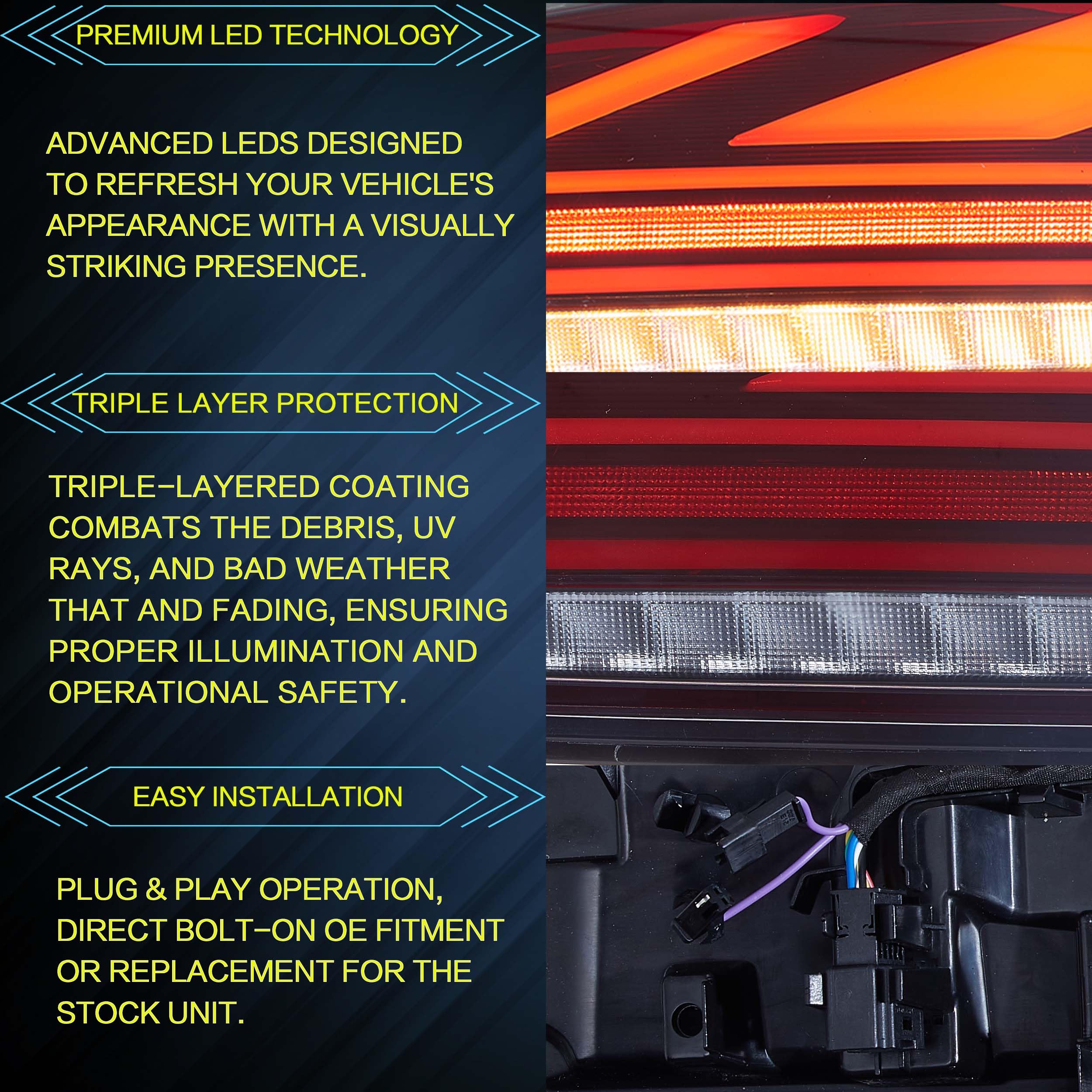 VLAND LED Tail Light Compatible with BMW Mini Cooper F55 F56 F57 2014-2021, Rear Lights with Sequential Turn Signal, Electroplated housing, Red