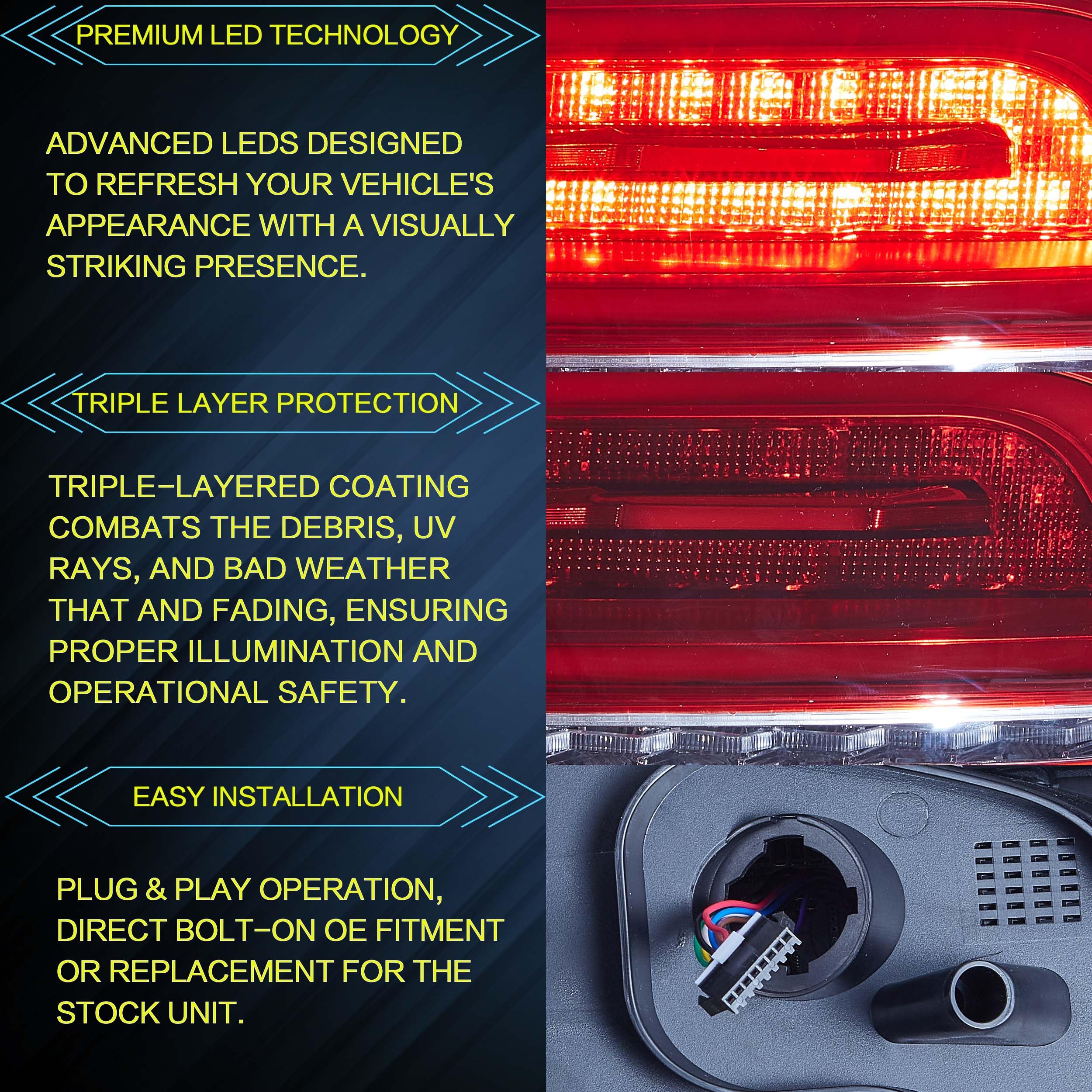 VLAND Rear Lights Fit for 2009-2014 Scirocco 1.4, 2.0, R version, Tail Lights with Dynamic Startup DRL, W/Sequential Turn Signal, Smoked