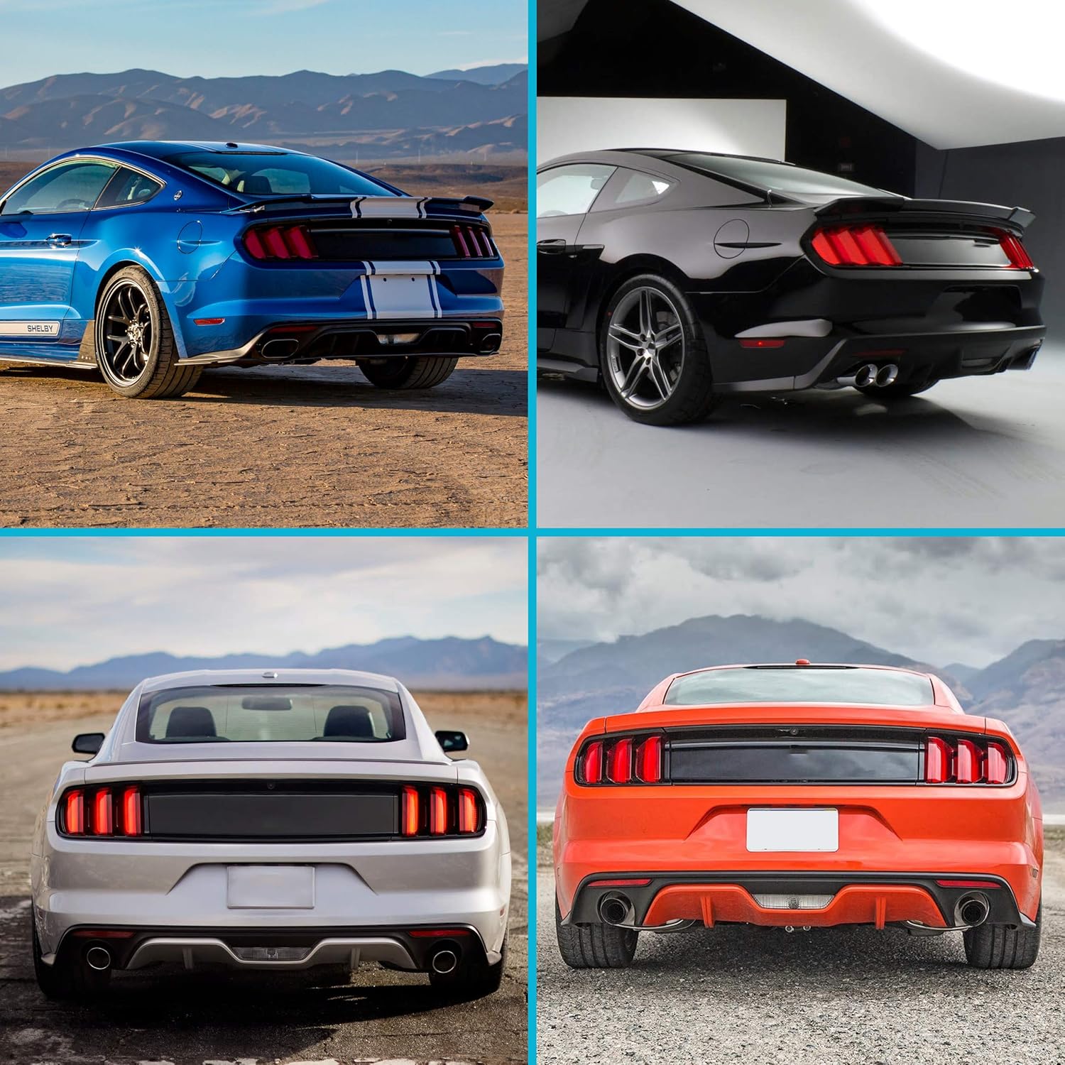 VLAND LED Tail lights Assembly Compatible with Ford Mustang 2015-2020, Rear Lights with Sequential Amber+Red Turn Signal (5 Lighting Modes) Smoked