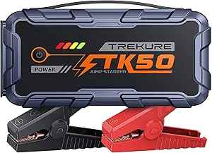 7000A Jump Starter Power Pack, TREKURE 12V Car Battery Booster Jump Starter (Up to ALL Gas/ 12L Diesel), Portable Car Jump Starter Power Bank with Light, Battery Booster with Jump Leads, Fast Charge