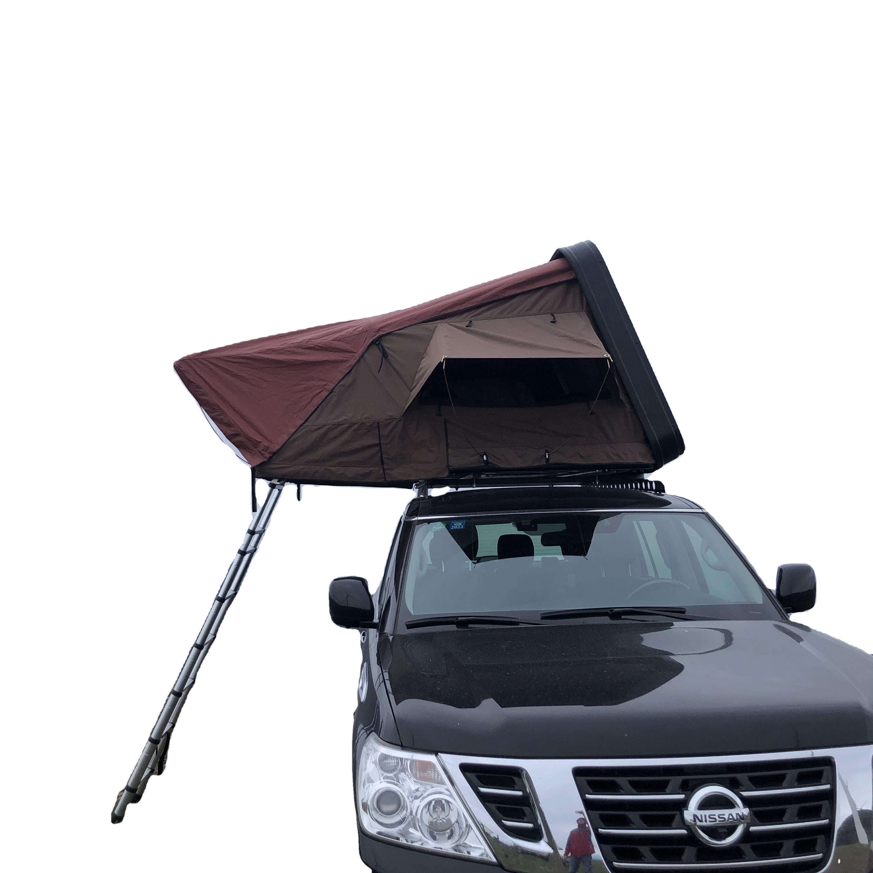 WEIER WERT-009 Aluminium Alloy Durable ABS Hard Shell Side Opening Rooftop Tent 4 Season 2 Bedrooms - For Car / RV / Pickup / Van / Camper / 4x4 + Ladder + 7cm Mattress + Light + Shoe Bag