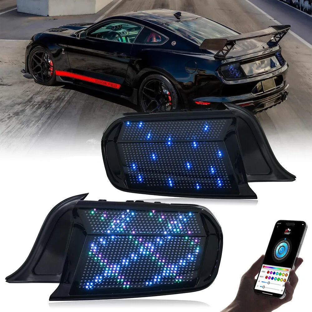 1 Pair RGB LED Tail Lights For Ford Mustang 2015-2023 Rear LampTurn Signal Light Animation Smoke Car Headlight Accessories