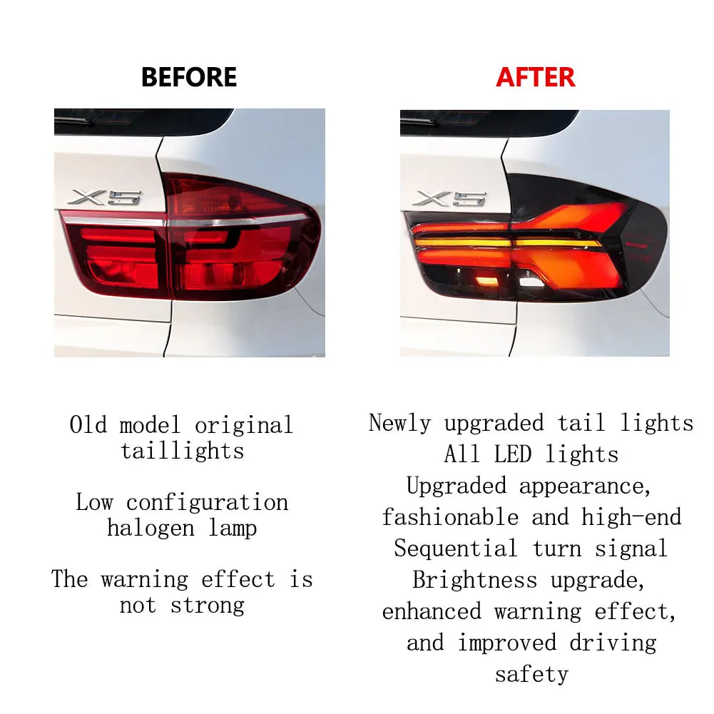 For BMW X5 E70 Taillight Assemblies 2007-2013 LED Sequential Flowing Turning Signal Rear Tail Light Auto Lamp Accessory