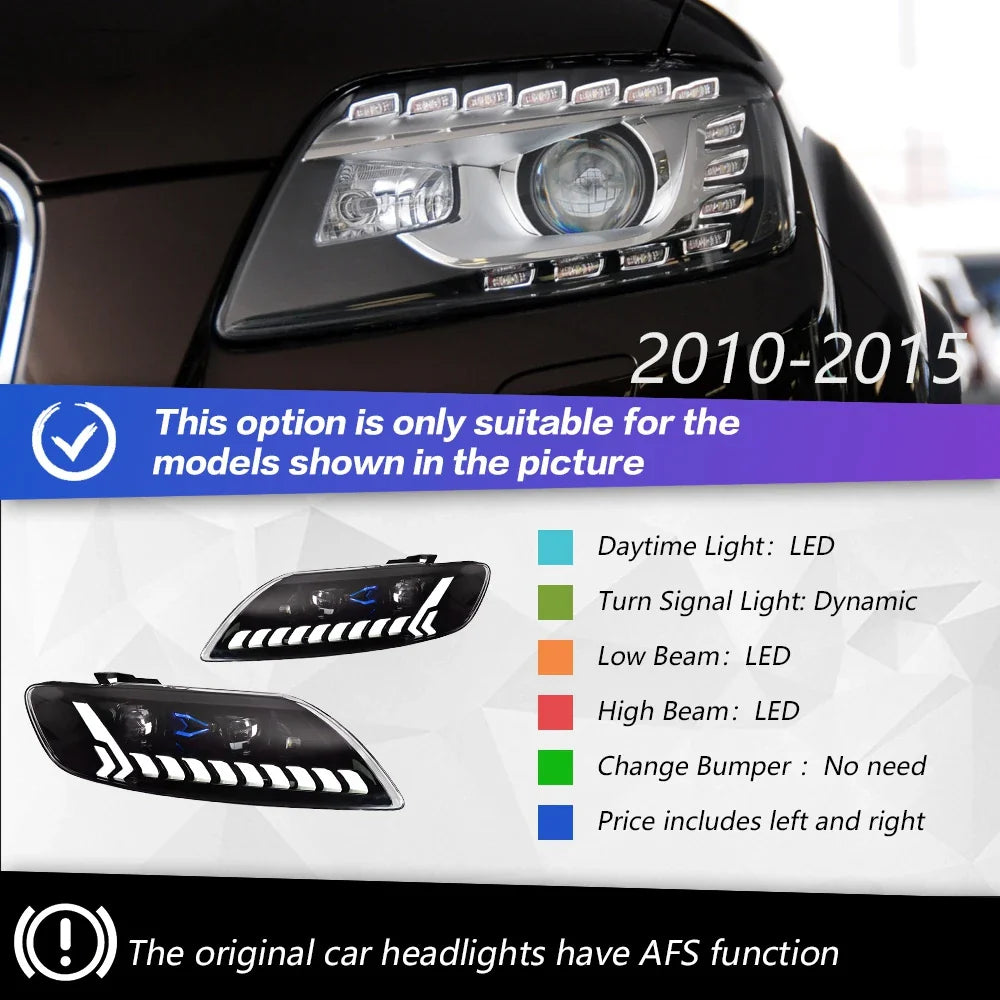 Car For AUDI Q7 2006-2015 Headlights DRL Hella 12V H7 LED Bi Xenon Bulb Fog Lights Decoratio Car Supplies Accessory Q7 Head Lamp