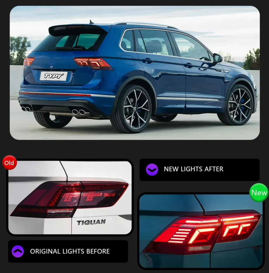 TYPY LED DRL Lightbar Volkswagen Tiguan 2017-2022 Dynamic Sequential Rear Lights Tail Lamps LHD