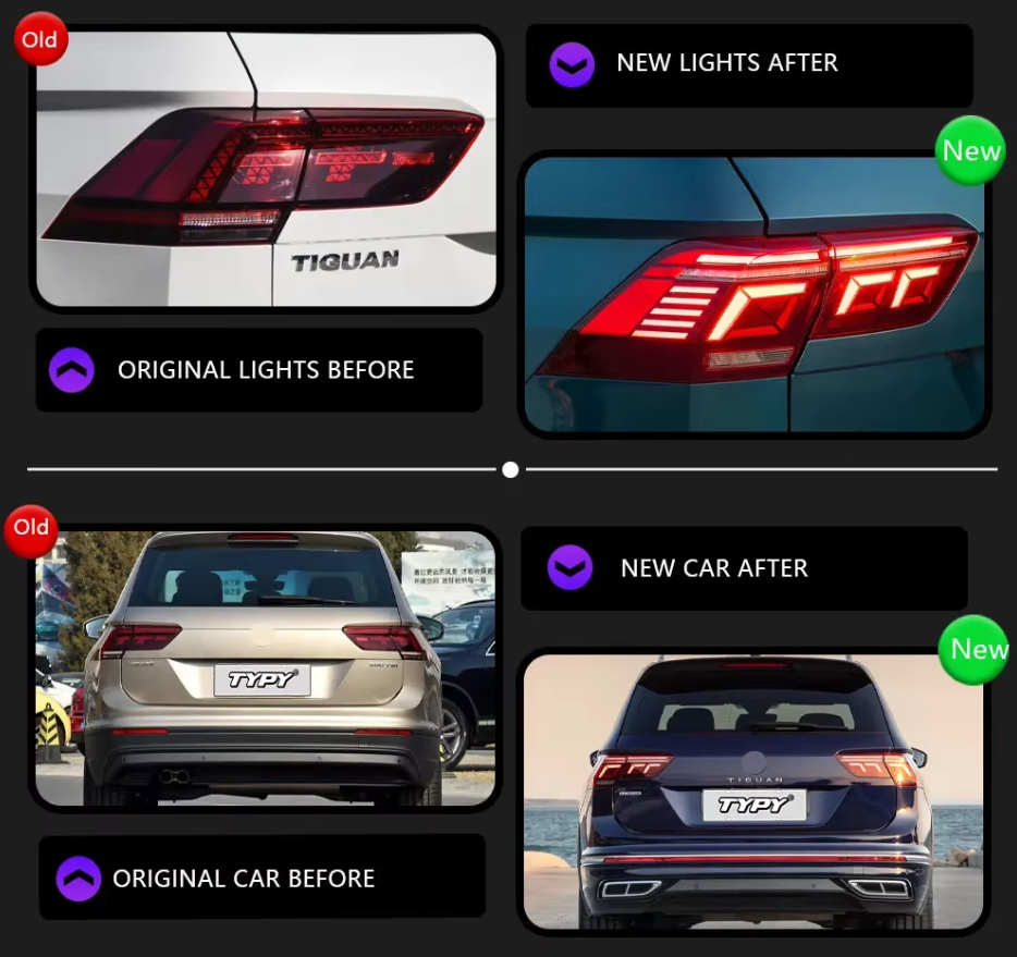 TYPY LED DRL Lightbar Volkswagen Tiguan 2017-2022 Dynamic Sequential Rear Lights Tail Lamps LHD