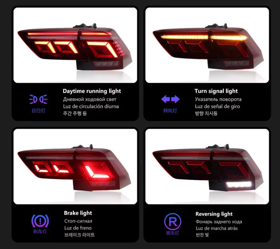 TYPY LED DRL Lightbar Volkswagen Tiguan 2017-2022 Dynamic Sequential Rear Lights Tail Lamps LHD