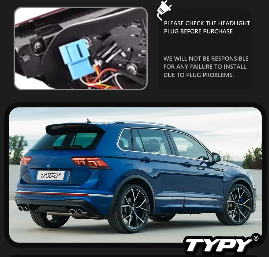 TYPY LED DRL Lightbar Volkswagen Tiguan 2017-2022 Dynamic Sequential Rear Lights Tail Lamps LHD
