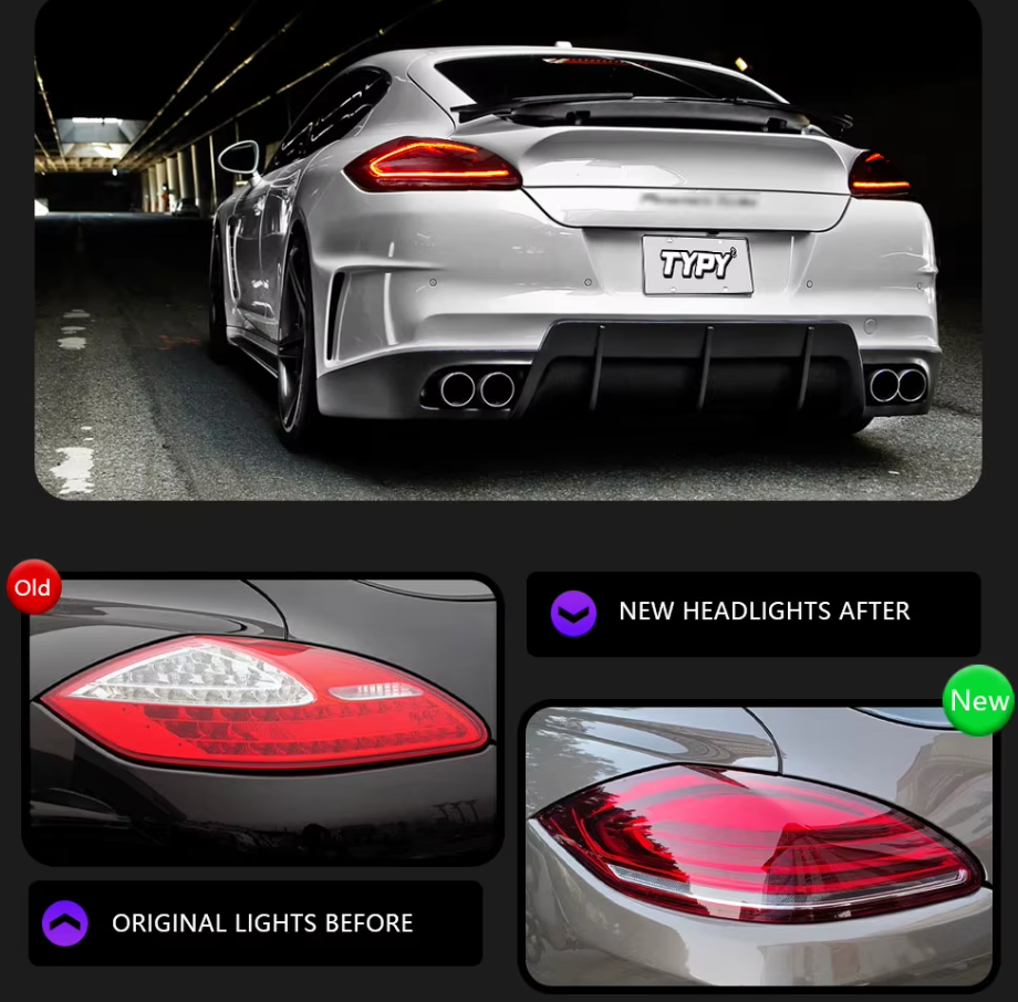 TYPY LED DRL Lightbar Porsche Panamera 2010 2011 2012 2013 Dynamic Sequential Rear Lights Tail Lamps LHD