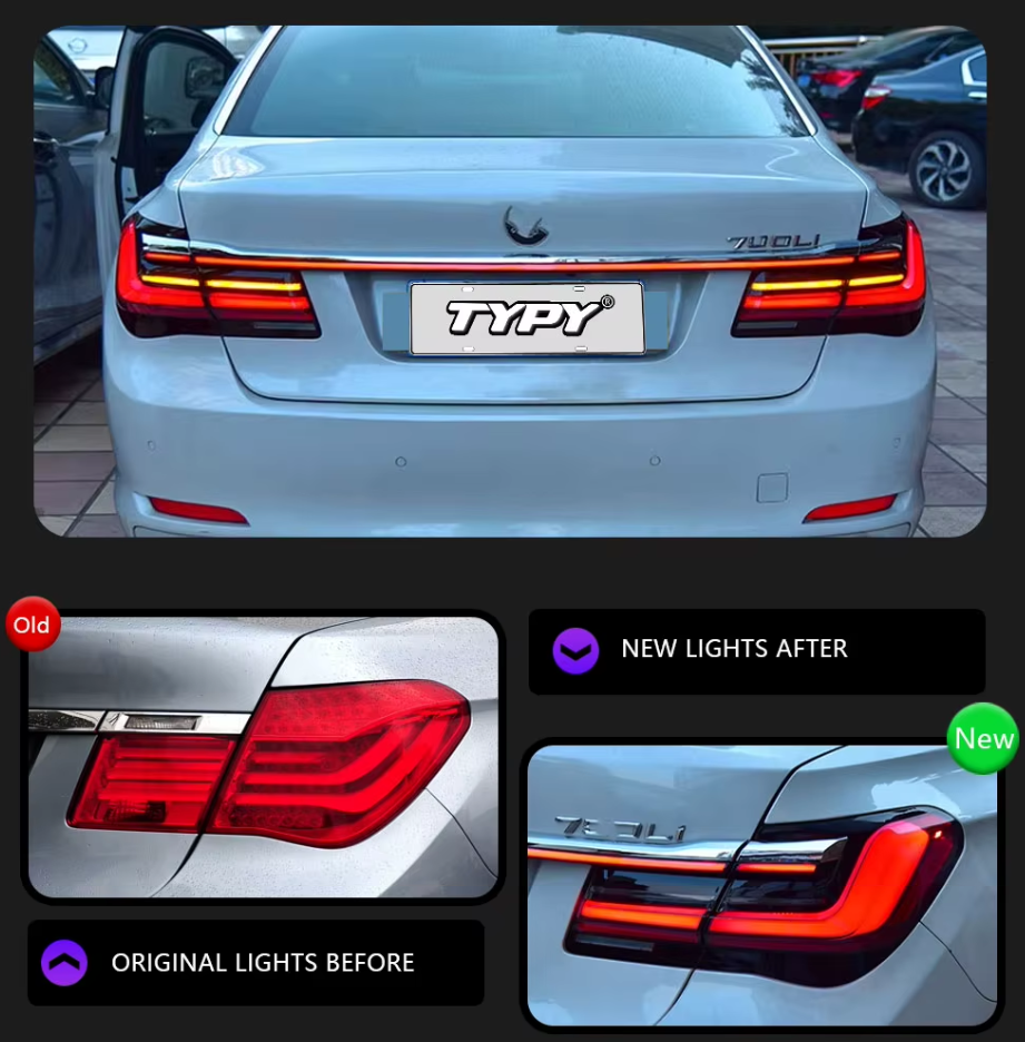 TYPY LED DRL Lightbar BMW 7 Series 2009-2015 F01 F02 Upgraded To G12 Style Dynamic Sequential Rear Lights Tail Lamps LHD